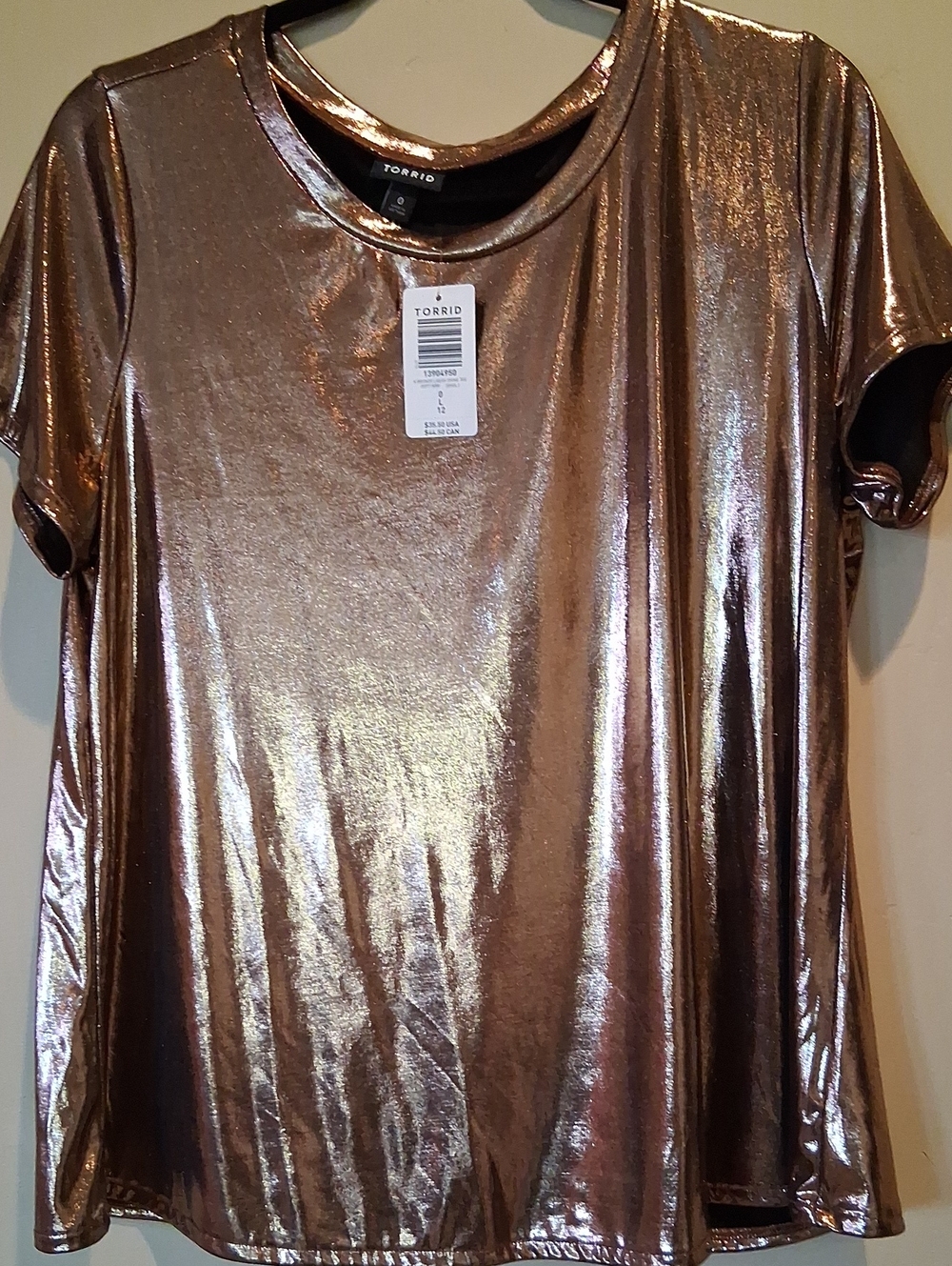 torrid Metallic Gold Short Sleeve Tee - Shimmer